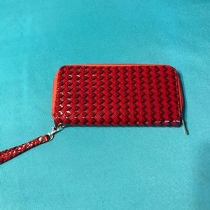 Red (medium sized) and Black Zip Around Wallet